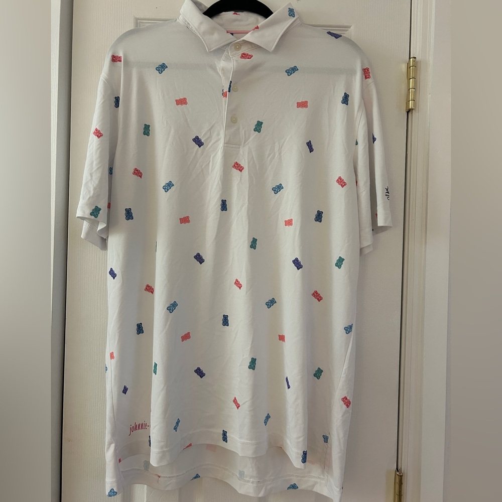johnnie-O White Polo Gummy Bear Chateau C.C. Golf Luxury status men’s L